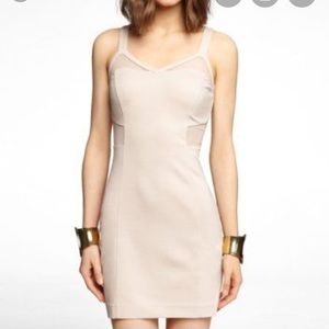 Express Nude Mesh Panel Bodycon Dress